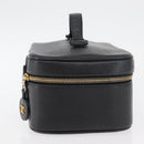 CHANEL Vanity Hand Bag Caviar Skin Black Gold CC Auth bs34860-4