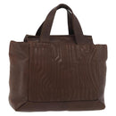 PRADA Hand Bag Leather Brown Gold Auth bs34862-1