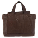 PRADA Hand Bag Leather Brown Gold Auth bs34862-13