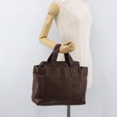 PRADA Hand Bag Leather Brown Gold Auth bs34862-23