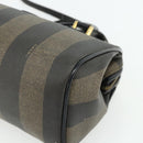 FENDI Pecan Canvas Mini Boston Tas PVC Zwart Bruin Auth bs34863-15