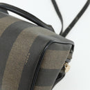 FENDI Pecan Canvas Mini Boston Tas PVC Zwart Bruin Auth bs34863-17