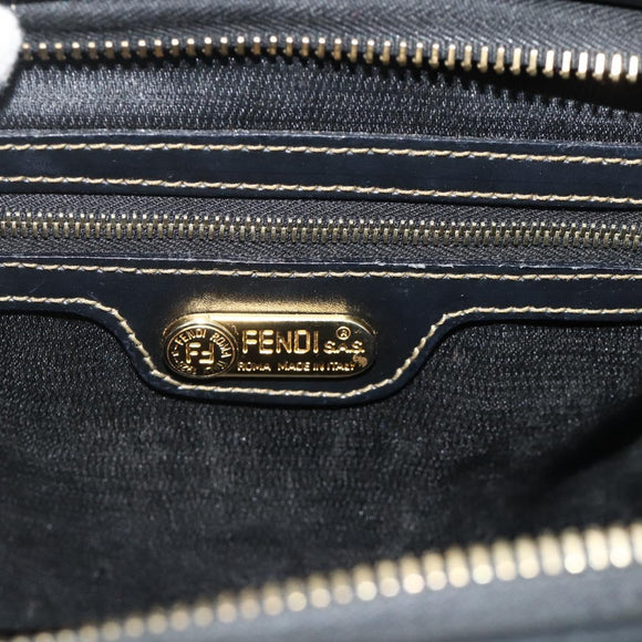 FENDI Pecan Canvas Mini Boston Tas PVC Zwart Bruin Auth bs34863