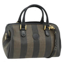 FENDI Pecan Canvas Mini Boston Tas PVC Zwart Bruin Auth bs34863-1