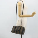 FENDI Pecan Canvas Mini Boston Tas PVC Zwart Bruin Auth bs34863-23
