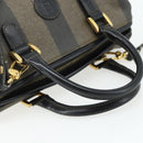 FENDI Pecan Canvas Mini Boston Tas PVC Zwart Bruin Auth bs34863-7