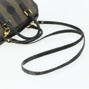 FENDI Pecan Canvas Mini Boston Tas PVC Zwart Bruin Auth bs34863-8