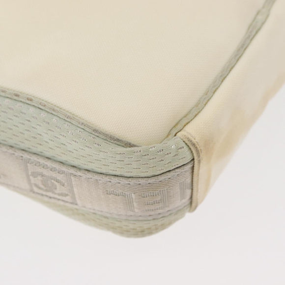 CHANEL Sports Line Shoulder Bag Nylon White Silver CC Auth bs34864