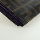 FENDI Zucca Canvas Long Wallet PVC Black Brown Auth bs34866A-15