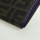 FENDI Zucca Canvas Long Wallet PVC Black Brown Auth bs34866A-16