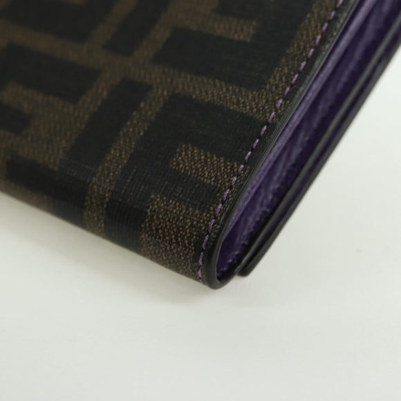 FENDI Zucca Canvas Long Wallet PVC Black Brown Auth bs34866A