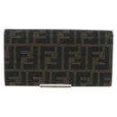 FENDI Zucca Canvas Long Wallet PVC Black Brown Auth bs34866A-2