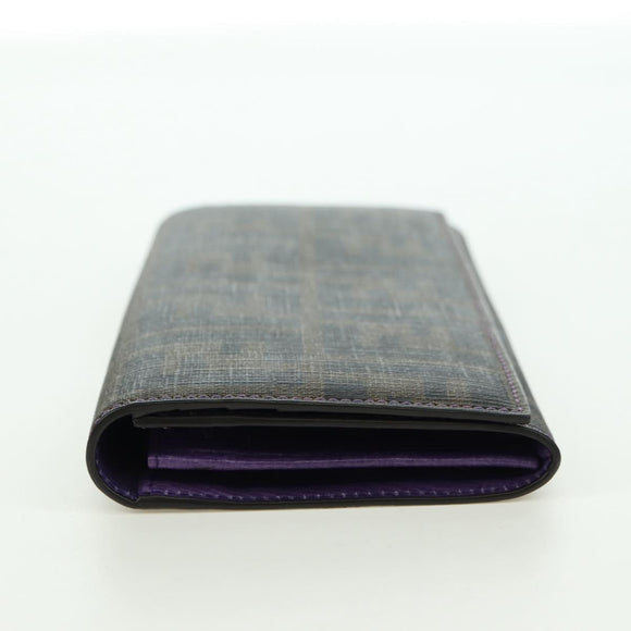 FENDI Zucca Canvas Long Wallet PVC Black Brown Auth bs34866A