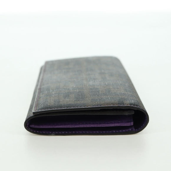 FENDI Zucca Canvas Long Wallet PVC Black Brown Auth bs34866A