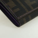 FENDI Zucca Canvas Long Wallet PVC Black Brown Auth bs34866A-7