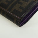 FENDI Zucca Canvas Long Wallet PVC Black Brown Auth bs34866A-14