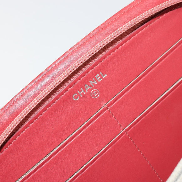 CHANEL Long Wallet Patent leather Orange Silver CC Auth bs34871
