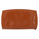 CHANEL Long Wallet Patent leather Orange Silver CC Auth bs34871-3