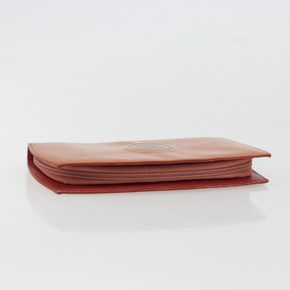 CHANEL Long Wallet Patent leather Orange Silver CC Auth bs34871
