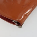 CHANEL Long Wallet Patent leather Orange Silver CC Auth bs34871-9