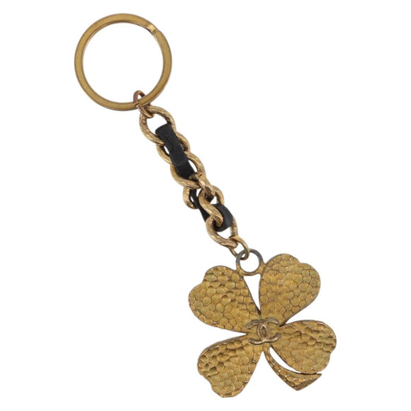 CHANEL COCO Mark Key Ring Charm metal Gold CC Auth bs34873