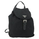 PRADA Chain Shoulder Backpack Nylon Black Silver Auth bs34877A-1