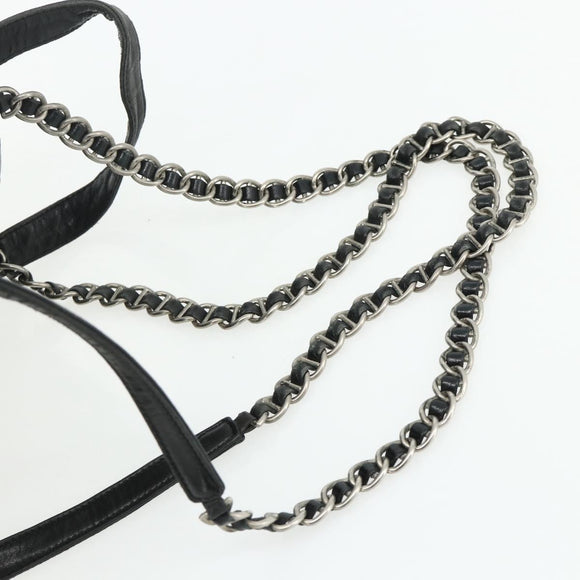 PRADA Chain Shoulder Backpack Nylon Black Silver Auth bs34877A