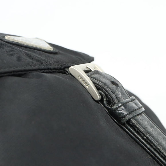 PRADA Chain Shoulder Backpack Nylon Black Silver Auth bs34877A