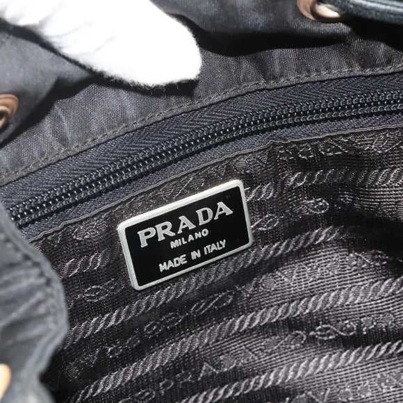 PRADA Chain Shoulder Backpack Nylon Black Silver Auth bs34877A