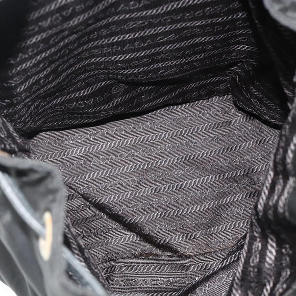 PRADA Chain Shoulder Backpack Nylon Black Silver Auth bs34877A