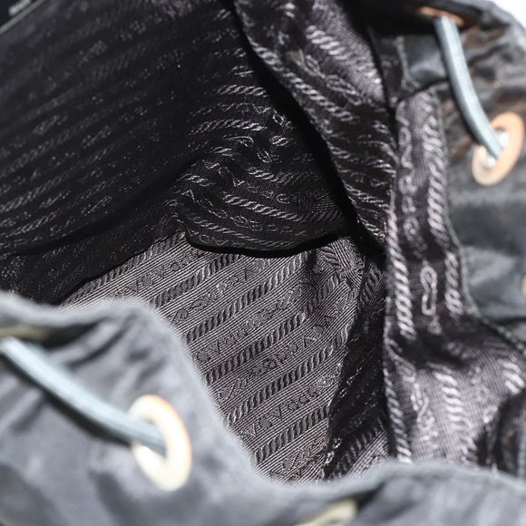 PRADA Chain Shoulder Backpack Nylon Black Silver Auth bs34877A