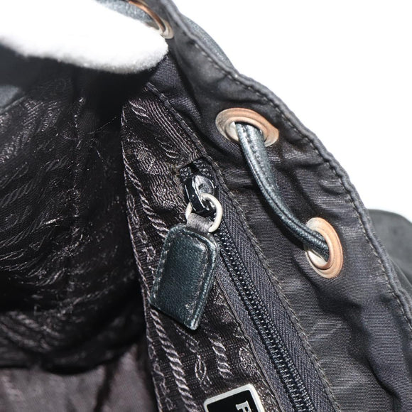 PRADA Chain Shoulder Backpack Nylon Black Silver Auth bs34877A