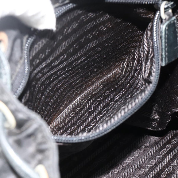PRADA Chain Shoulder Backpack Nylon Black Silver Auth bs34877A