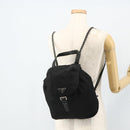 PRADA Chain Shoulder Backpack Nylon Black Silver Auth bs34877A-25