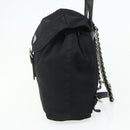 PRADA Chain Shoulder Backpack Nylon Black Silver Auth bs34877A-4