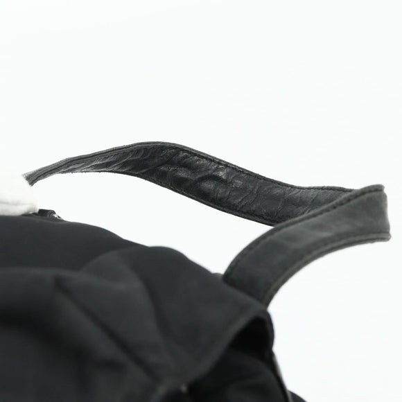 PRADA Chain Shoulder Backpack Nylon Black Silver Auth bs34877A