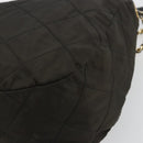 PRADA Schoudertas met Ketting Nylon Zwart Goud Auth bs34879A-15