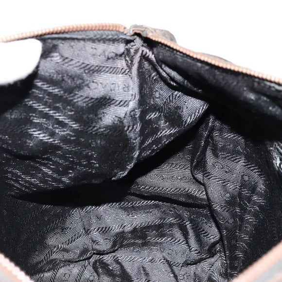 PRADA Schoudertas met Ketting Nylon Zwart Goud Auth bs34879A