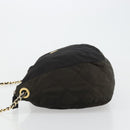 PRADA Schoudertas met Ketting Nylon Zwart Goud Auth bs34879A-4