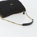PRADA Schoudertas met Ketting Nylon Zwart Goud Auth bs34879A-7