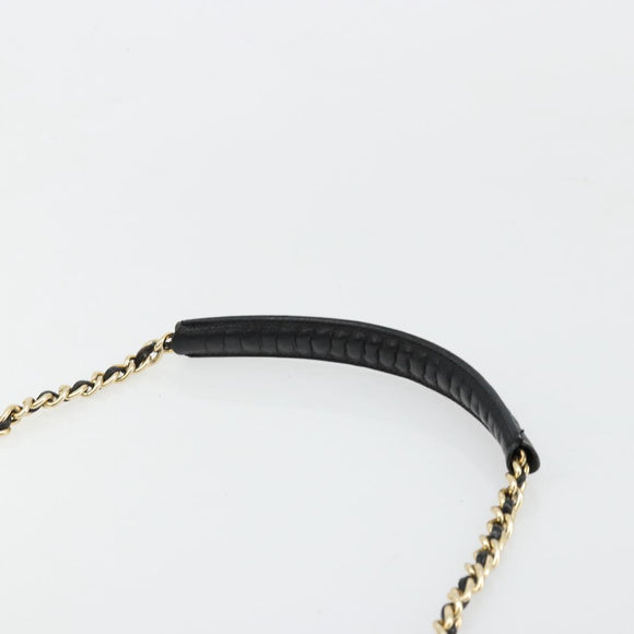 PRADA Schoudertas met Ketting Nylon Zwart Goud Auth bs34879A