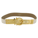 Salvatore Ferragamo Gancini Belt Leather 29.9"" White Gold Auth bs34881A-1