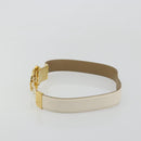 Salvatore Ferragamo Gancini Belt Leather 29.9"" White Gold Auth bs34881A-3