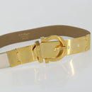 Salvatore Ferragamo Gancini Belt Leather 29.9"" White Gold Auth bs34881A-5