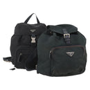PRADA Backpack Nylon 2 Set Black Khaki Auth bs34889-1