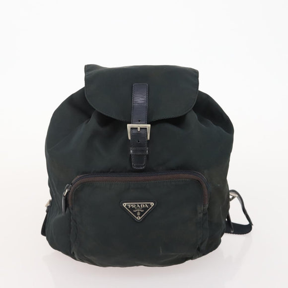 PRADA Backpack Nylon 2 Set Black Khaki Auth bs34889