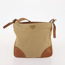 PRADA Shoulder Bag Canvas Nylon Leather 3 Set Brown White Auth bs34891-18