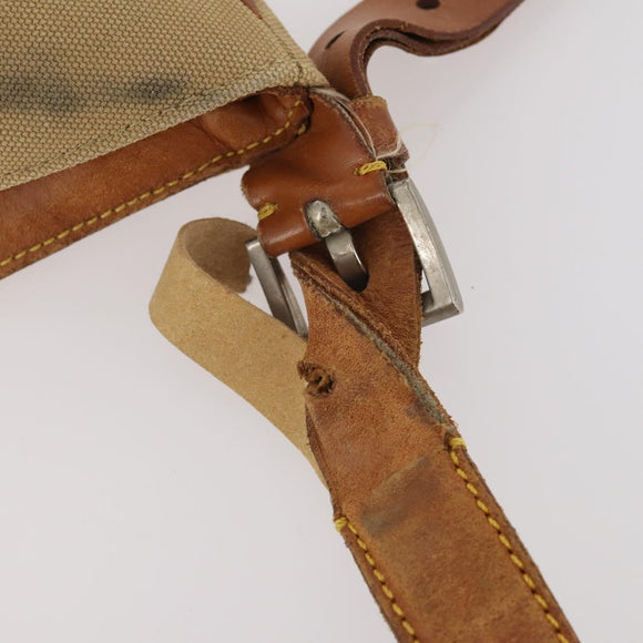 PRADA Shoulder Bag Canvas Nylon Leather 3 Set Brown White Auth bs34891