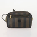 FENDI Pecan Canvas Shoulder Bag PVC 2 Set Black Brown Auth bs34895-10