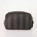 FENDI Pecan Canvas Shoulder Bag PVC 2 Set Black Brown Auth bs34895-11